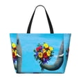 thumbnail image 2 of Fuzoiu Elephant Trunk Couple Flowers Print Waterproof Beach Tote Bag for Women Girls with Zipper,Sandproof Pool Swim Bag,Large Capacity Beach Travel Bag for Pool Swim Travel Everyday, 2 of 7