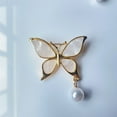 thumbnail image 4 of Trendy Double Layer Pearls Butterfly Pin Metallic Evening Wear Embellish, 4 of 9