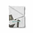 thumbnail image 2 of Cat Soft Flannel Fleece Throw Blanket, Pet Brushing Teeth Nursery Childish Illustration Animal Grooming, Cozy Plush for Indoor and Outdoor Use, 50" x 70", Charcoal Grey Pale Blue, by Ambesonne, 2 of 6