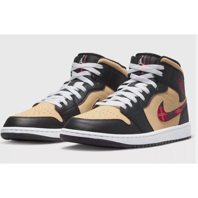 New N I-K-E A i r-Jor-dan 1 Mid SE Shoes Tartan Swoosh Fall/Winter Black-Brown SIZES
