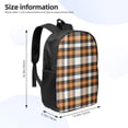 thumbnail image 2 of Salouo Orange Plaid Print Travel Laptop Backpack,17Inch Casual Bag with Side Pockets for Men & Women Stylish Daypack for Weekender/Business/Hiking-One Size, 2 of 6