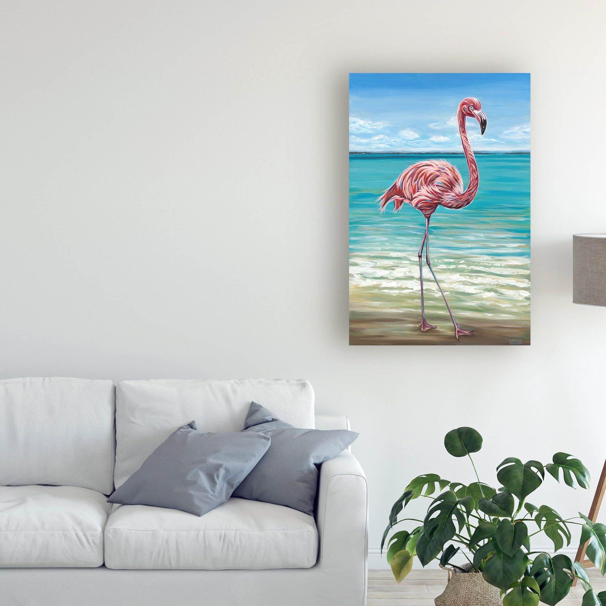 Trademark Fine Art 'Beach Walker Flamingo I' Canvas Art by Carolee Vitaletti