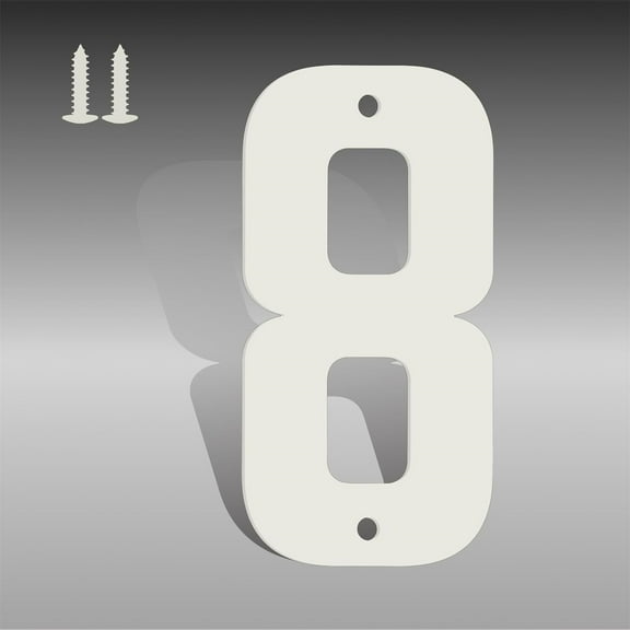4 Inch White Metal Letters, Modern House Numbers for Outside, White Door Mailbox Numbers, Metal House Address Letter and Number for Office Apartment Outside (8)