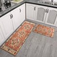 thumbnail image 3 of 2 Piece Bohemian Farmhouse Orange Vintage Rug Kitchen Rug Set, Decor Kitchen Rugs, Absorbent Non-Slip Washable Floor Mats, Home Indoor Runner Rugs 17"x47"+17"x30", 3 of 7