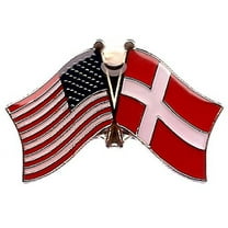 Pack of 50 Denmark & US Crossed Double Flag Lapel Pins, Danish & American Friendship Pin Badge