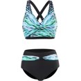 thumbnail image 3 of LAICAIW Womens Two Piece Swimsuits Wrap Front Bikini High Waisted Bottom Tummy Control Bathing Suits Vintage Print Swimwear, 3 of 6