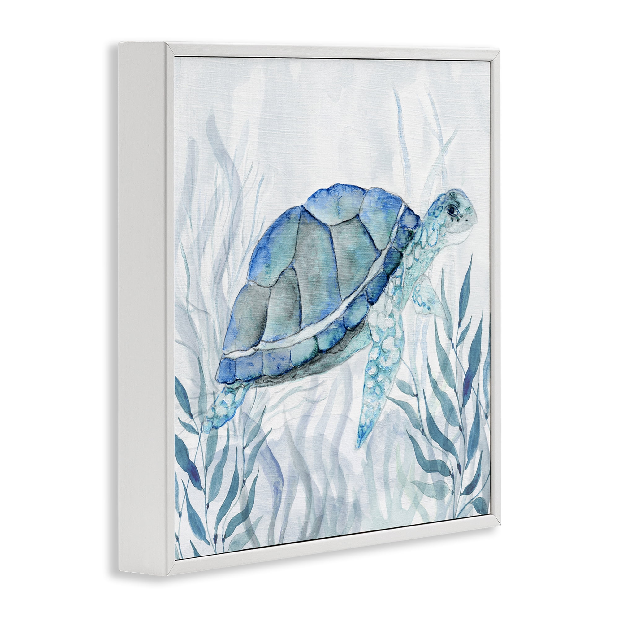 Stupell Industries Smiling Turtle Gaze White Framed Giclee Art, design by Janet Tava