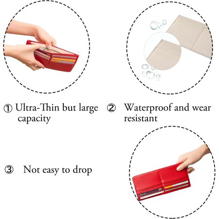 JINYUN-Slim Wallet Credit Card Ultra Thin Long Card Wallet Zippered Pockets ID Case Wallet Small Compact Leather Wallet Coin Purse (Sideways Green)