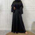 thumbnail image 1 of Maxi Vestido De Mujer Musulmana Maxi vestido de mujer árabe Dubai Turquía Musulmane satén Hijab vestido bata (negro XXL) Kuymtek para Mujer Negro T M, 1 of 8