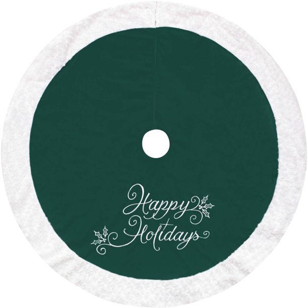 Holiday Time Christmas Decor 48" Green Velvet Tree Skirt with Curly