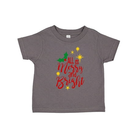 

Inktastic Christmas All is Merry and Bright Yellow Stars and Holly Gift Toddler Boy or Toddler Girl T-Shirt