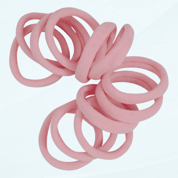 Light PinkHair Ties - Extra Gentle Soft and Stretchy Nylon Fabric Ponytail Holders - 12 Pack