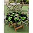 thumbnail image 3 of Outdoor Tablecloth with Umbrella Hole and Zipper, St. Patrick's Day Round Table Cloth 54 Inch Waterproof Tablecloth, Watercolor Green Shamrock Polka Dots Black Picnic Table Cover for Patio Camping, 3 of 7