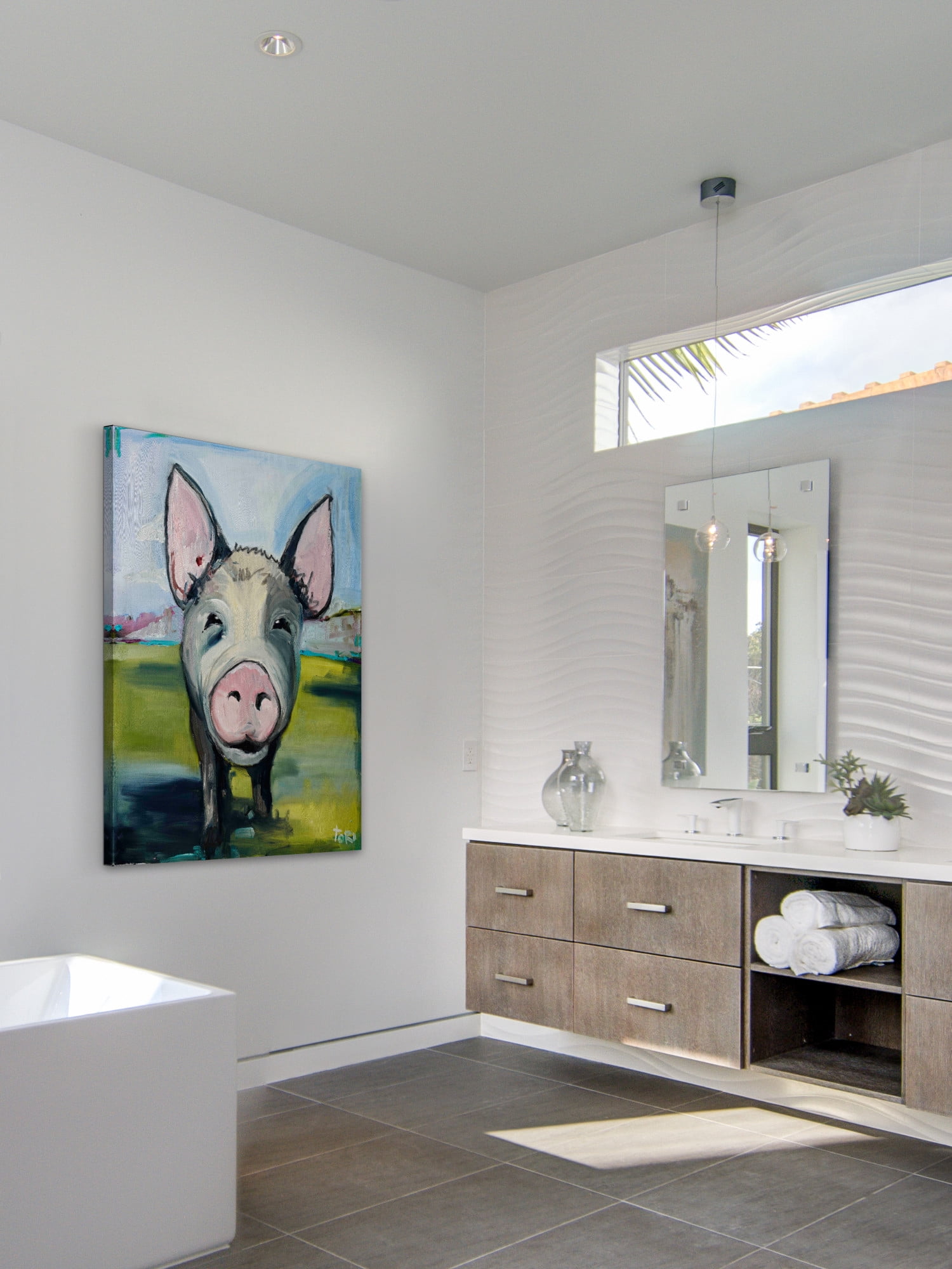 Marmont Hill Inc Marmont Hill - "Hog Heaven" by Tori Campisi Painting Print on Canvas - Multi-color
