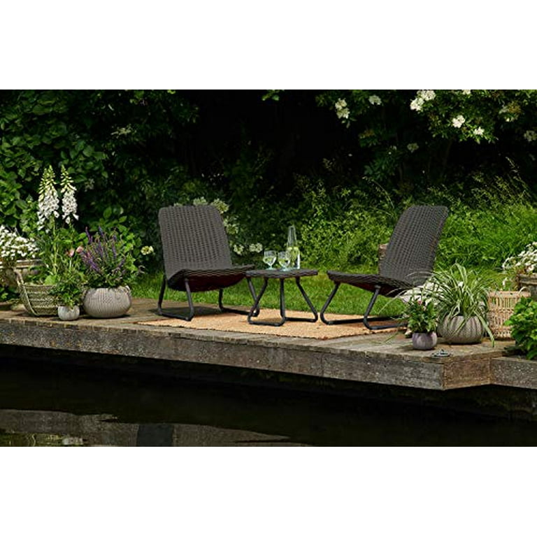 Keter Rio 3 Piece Resin Wicker Patio Furniture Set with Side Table and Outdoor Chairs Brown Walmart