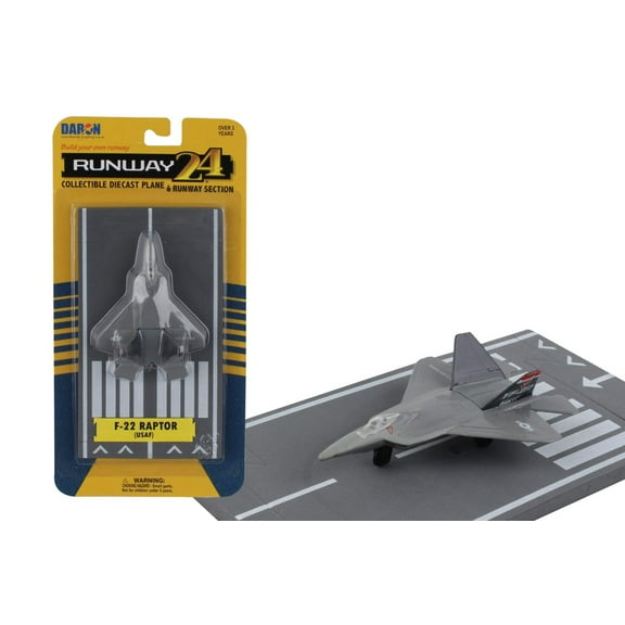 Lockheed Martin F-22 Raptor Stealth Aircraft Gray "US Air Force YF-22" w/Runway Section Diecast Model Airplane by Runway24