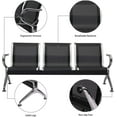 thumbnail image 5 of Kinbor 3-Seat Guest Chairs Office Furniture Reception Waiting Chair Airport Bench Steel Frame, Black, 5 of 9