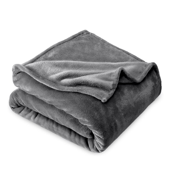 Bare Home Manta de Felpa de Microfibra 300 G/M², Suave y Afelpada, Tamaño Matrimonial/queen, Gris