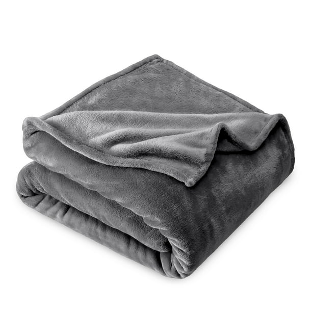 Bare Home Manta de Felpa de Microfibra 300 G/M², Suave y Afelpada, Tamaño Matrimonial/queen, Gris