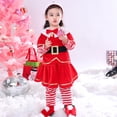 thumbnail image 2 of Yuncity Baby Boy Christmas Outfit Girls Xmas Santa Warm Outwear 5Pc Clothes Set Watermelon Red 3-4 Years, 2 of 5