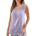 thumbnail image 3 of Tittly Vest for Women Tank Tops Women's Spring And Summer Camisole Loose Pleated Home Top Sleeveless Inner T Shirt Base Shirt T Shirts for Women Waistcoat Vest Purple 3XL, 3 of 6