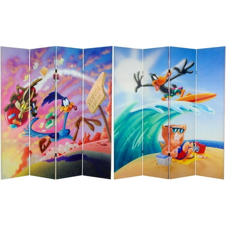 6' Tall Double Sided Roadrunner and Daffy Duck Canvas Room Divider