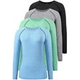 thumbnail image 1 of 3-4 Pack T-Shirt à Manches Longues Dry Fit pour Femmes Évacuant l'Humidité Tee à Manches Longues Compression Extérieure Course Tops d'Entraînement, 1 of 6