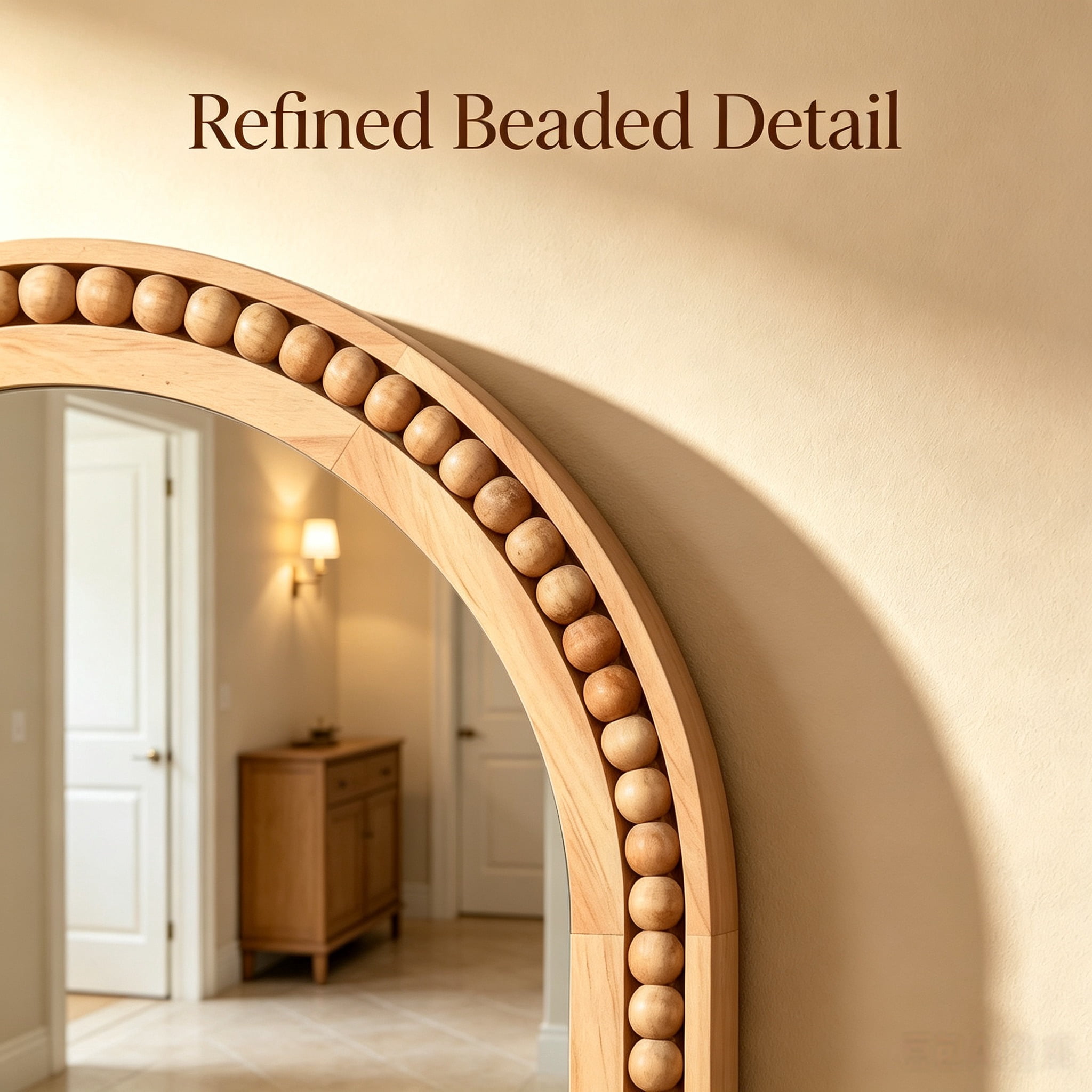 Leumius 36"x 24" Arched Bathroom Mirror Wall Mirror with Wooden Frame,Rustic Farmhouse Decor Mirror for Entryway, Bathroom & Living Room,Natural