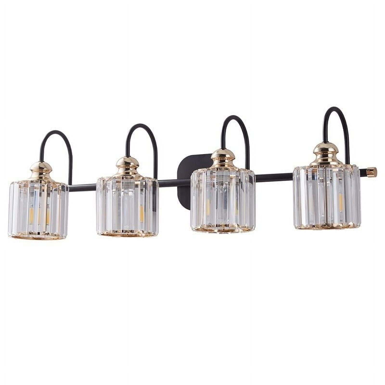 ExBrite 4-Light 32" Gold Crystal Vanity Wall Sconces Bath Lighting Fixture