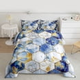 thumbnail image 3 of Feelyou Modern Marbling Abstract Bedding Comforter Set, White Blue Honeycomb Twin Comforter Sets, Fashion Artwork Reversible Bedding Set, Super Cozy Room Decor, 2 Pieces, 3 of 9
