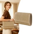 thumbnail image 5 of Natural Flat Clutch 2024 Boho Purse Top Handle Crossbody Handbag Stylish Woven Envelope Wallet Evening,Beige, 5 of 6