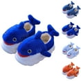 thumbnail image 3 of Xfvqtps Kids Shark Slippers Cute Plush Fuzzy Cover Heel Warm Comfortable Winter Non-Slip PVC Home Shoes Blue-Cover Heel, 3 of 5