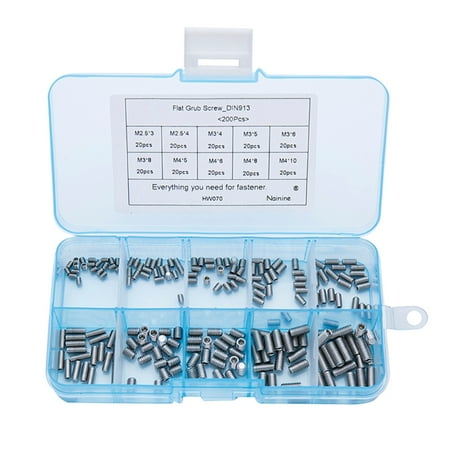 

CANKER 304 Stainless Steel Metric Thread Grub Screw 200Pcs M2.5 M3 M4 DIN913