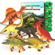 Angle View: OleFun Dinosaur Toys for 3 Years Old & Up - Dinosaur Sound Book & 12 Realistic Looking Dinosaurs Figures Including T-Rex, Triceratops, Utahraptor, for Kids, Boys and Girls