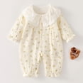 thumbnail image 2 of KPOPLK Baby Footless Pajama Infant Girl Cotton Clothes Sleeper Pjs Fall Sleep N Play Bodysuit One Piece Sleepwear Size 4-8 Months,Yellow, 2 of 9