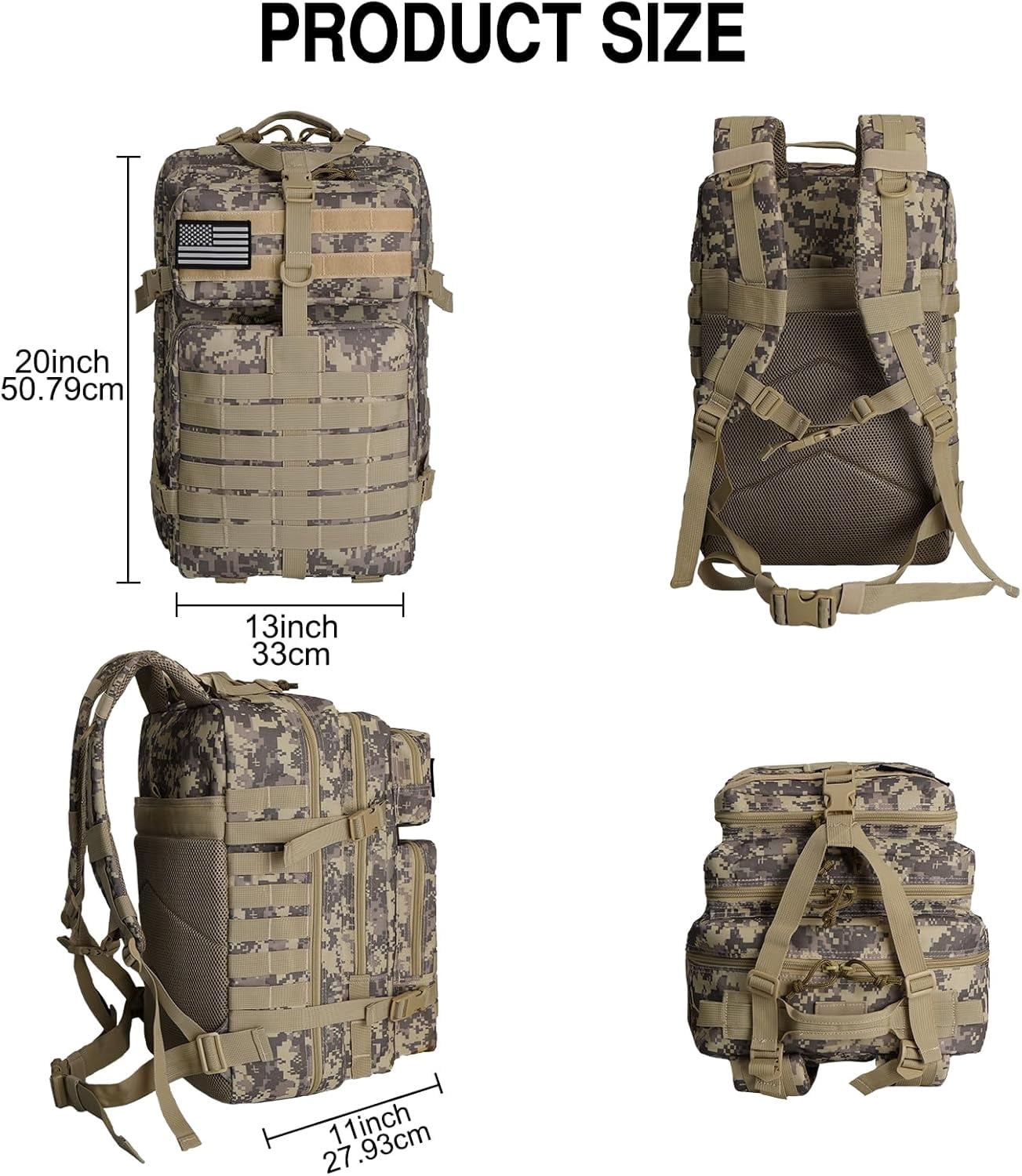 WOLT | 50L Camping Backpack--Large Multifunction Outdoor Molle Bag Backpacks Camokhaki