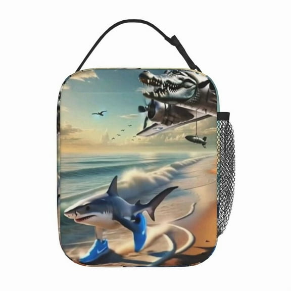 Italian Brainrot Bombardiro Crocodilo And ‌tralalero Tralala Insulated Lunch Bag Large Capacity Lunch Tote Reusable Lunch Box for Work Office Picnic