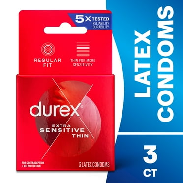 Durex Condoms For Men, Extra Sensitive Thin Condoms, Lubricated Rubber Latex, FSA/HSA, 3 ct