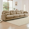 thumbnail image 4 of 140" Oversized Chenille Modular Sectional Sofa with High-Density Foam Cushion and Tufted Pleated Cushion Backrest, Upholstered Modern 4-Seater Cloud Couch with 2 Pillow, for Living Room, Camel, 4 of 7