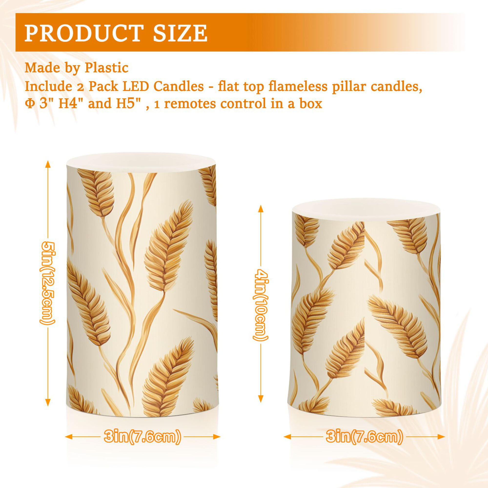 Yayeee Flameless Candles with Remote Flickering Battery Operated Multi Color Changing, Wheat Ears Pattern