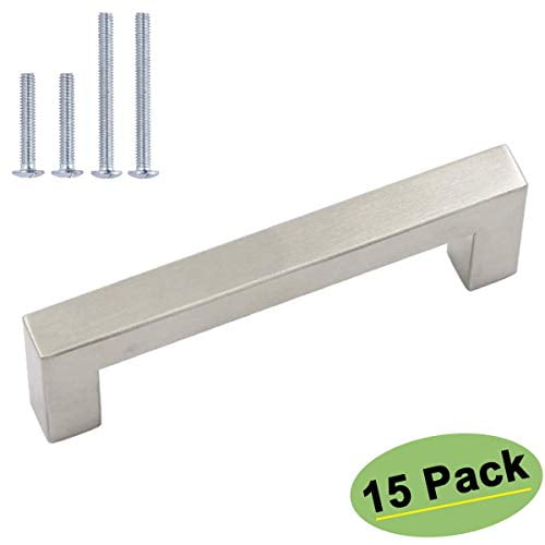 homidy Cabinet Pulls Brushed Nickel 4 inch Modern Cabinet Pulls 15 Pack HDJ12SN Cabinet Hardware Brushed Nickel Drawer Pulls M