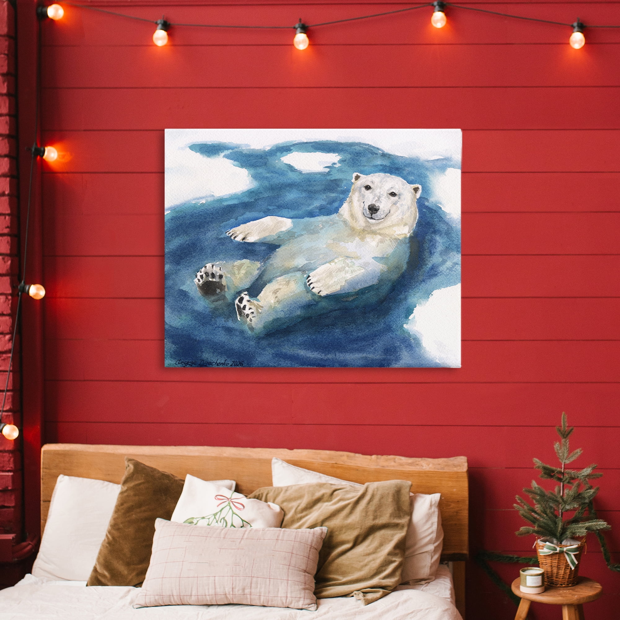 Stupell Industries Polar Bear Icy Bath Time Canvas Wall Art, design by George Dyachenko
