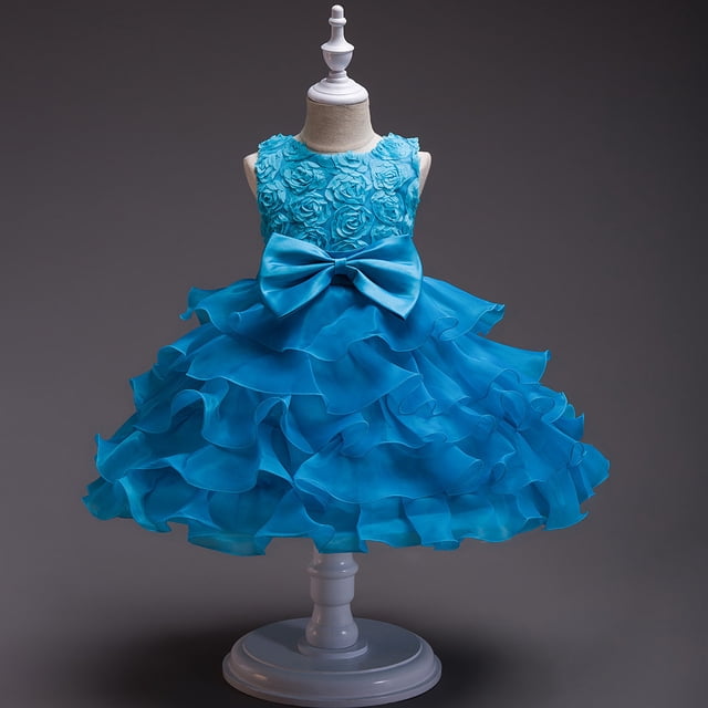Vestido de novia para niña Vestido grande para niña Vestido de princesa rosa para niña de las flores