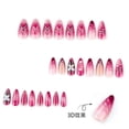 thumbnail image 4 of Pink French Ombre 3D Floral Press on Nails, Medium Pointed Almond Glossy Finish with Raised Flower, Pearl and Gold Bead Accents, 24 Count, 4 of 7