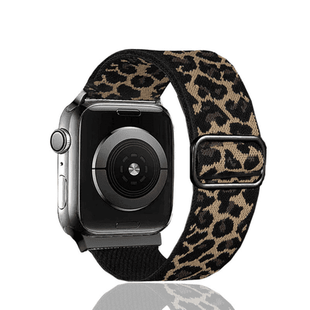 XIHAMA Elastic Band Compatible with 44mm Apple Watch SE Series 6 5 4, Breathable Stretchy Loop Wristband for iWatch 42mm Series 3 2 1 Women Girls, Sexy Leopard