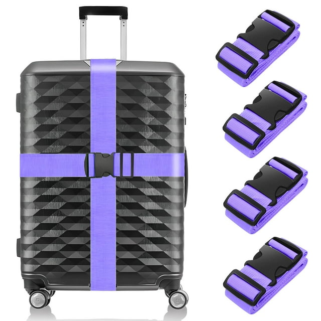 Paquete de 4 correas de equipaje BILIONE ajustables TSA moradas