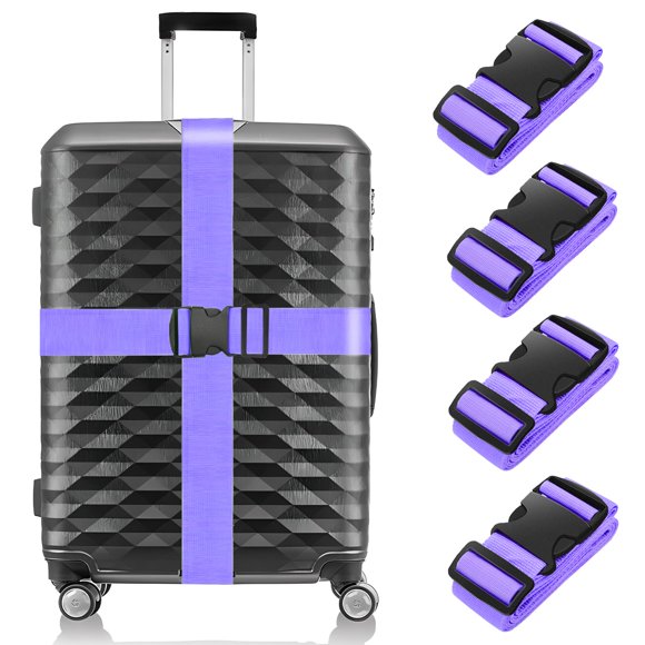 Paquete de 4 correas de equipaje BILIONE ajustables TSA moradas
