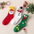 thumbnail image 5 of Fabrcox Fuzzy Slipper Socks for Women, Cute Mid-Calf Thicken Plush Non Slip Winter Warm Casual Christmas Printed Indoor Floor Socks for Home Sleeping (B), 5 of 8