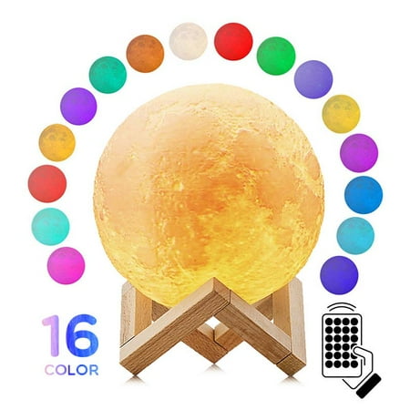 

FANCY 3D Printed Moon Lamp 15CM Moon Light Dimmer 16 Colors USB Rechargeable LED Night Light With Remote Control