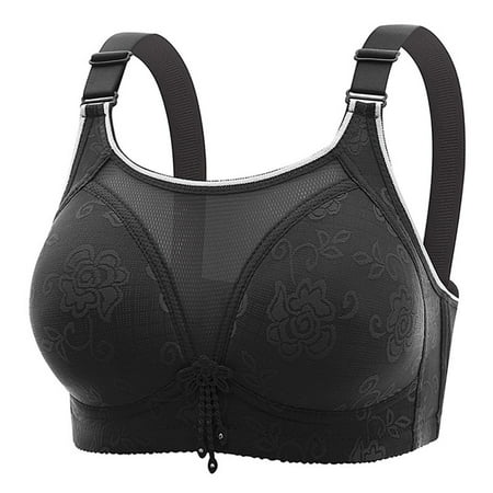 CAICJ98 Sexy Lingerie for Women Women s 18 Hour Front-Close Wirefree Bra 44 Black